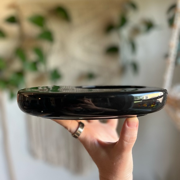 Vintage Black Ceramic Modernist Bowl Mid Century Minimalist MCM Planter Bonsai - Picture 5 of 9